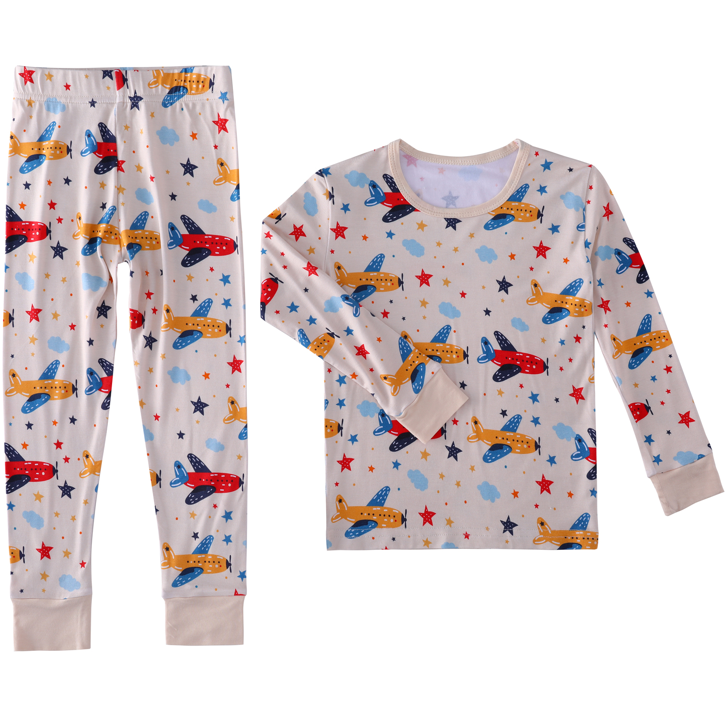 Take Off to Sweet Dreams with Our Airplane Adventure Toddler Kids Bamboo 2-Piece Pajama Set